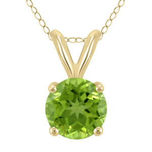 14K Yellow Gold 7MM Round Peridot Pendant- GPD59119PD