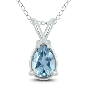 14K White Gold 5x3MM Pear Aquamarine Pendant- GPD59172AQ
