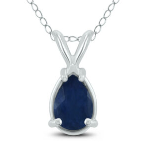 14K White Gold 5x3MM Pear Sapphire Pendant- GPD59172SP