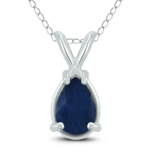 14K White Gold 6x4MM Pear Sapphire Pendant- GPD59173SP