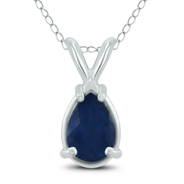 14K White Gold 6x4MM Pear Sapphire Pendant- GPD59173SP