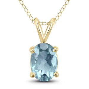 14K Yellow Gold 5x3MM Oval Aquamarine Pendant- GPD59195AQ