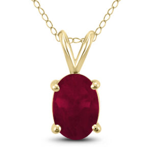 14K Yellow Gold 5x3MM Oval Ruby Pendant- GPD59195RB