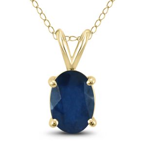 14K Yellow Gold 5x3MM Oval Sapphire Pendant- GPD59195SP