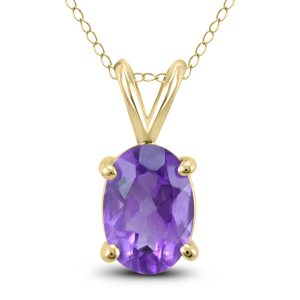 14K Yellow Gold 6x4MM Oval Amethyst Pendant- GPD59196AM