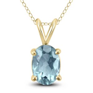 14K Yellow Gold 6x4MM Oval Aquamarine Pendant- GPD59196AQ