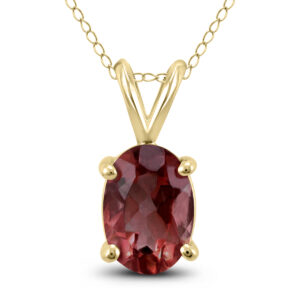14K Yellow Gold 6x4MM Oval Garnet Pendant- GPD59196GT