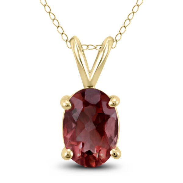 14K Yellow Gold 6x4MM Oval Garnet Pendant- GPD59196GT