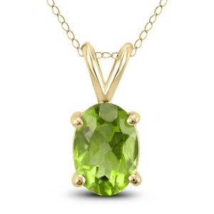 14K Yellow Gold 6x4MM Oval Peridot Pendant- GPD59196PD