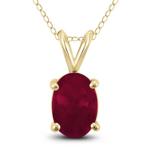 14K Yellow Gold 6x4MM Oval Ruby Pendant- GPD59196RB