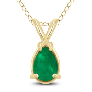 14K Yellow Gold 5x3MM Pear Emerald Pendant- GPD59219EM