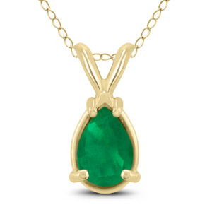 14K Yellow Gold 6x4MM Pear Emerald Pendant- GPD59220EM