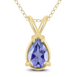14K Yellow Gold 6x4MM Pear Tanzanite Pendant- GPD59220TZ