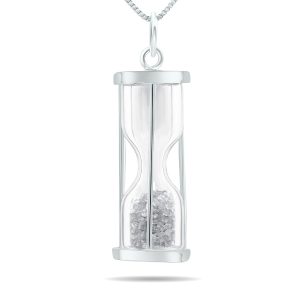 Tooth Fairy Pixie Dust Gift - 1/2 Carat TW April Birthstone Diamond Dust Time in a Bottle Pendant in.925 Sterling Silver- GPD61204