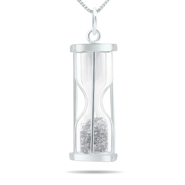 Tooth Fairy Pixie Dust Gift - 1/2 Carat TW April Birthstone Diamond Dust Time in a Bottle Pendant in.925 Sterling Silver- GPD61204