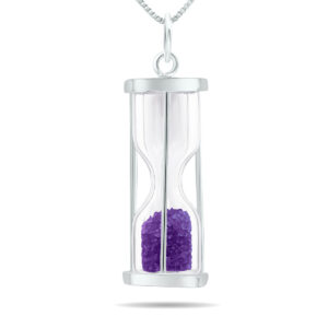 3/4 Carat TW Genuine February Amethyst birthstone Hourglass Pendant Necklace - Tooth Fairy Pixie Dust Gift 925 Sterling Silver- GPD61204AM