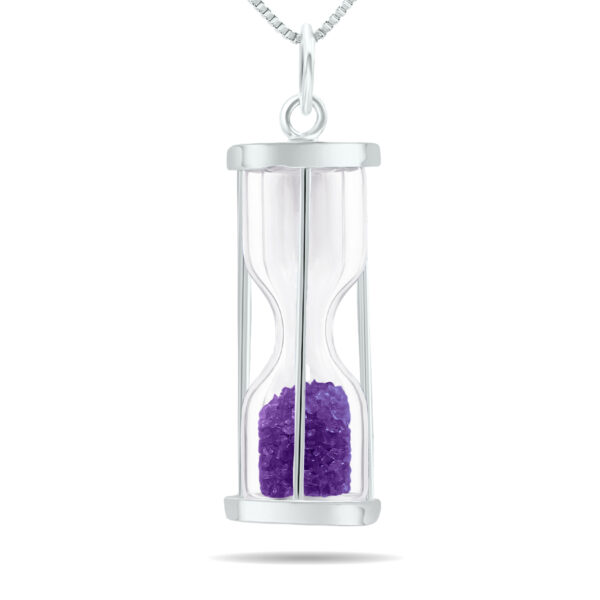3/4 Carat TW Genuine February Amethyst birthstone Hourglass Pendant Necklace - Tooth Fairy Pixie Dust Gift 925 Sterling Silver- GPD61204AM