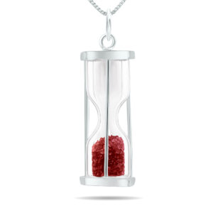 3/4 Carat TW Genuine January Garnet birthstone Hourglass Pendant Necklace - Tooth Fairy Pixie Dust Gift 925 Sterling Silver- GPD61204GT