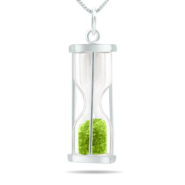 3/4 Carat TW genuine August Peridot birthstone Hourglass Pendant Necklace - Tooth Fairy Pixie Dust Gift 925 Sterling Silver- GPD61204PD
