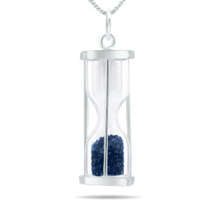 3/4 Carat TW Genuine September Sapphire birthstone Hourglass Pendant Necklace - Tooth Fairy Pixie Dust Gift 925 Sterling Silver- GPD61204SP
