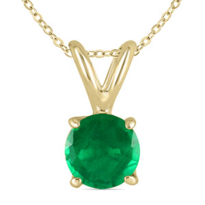 4mm Round Emerald Pendant in 14k Yellow Gold- GPR0040EM3