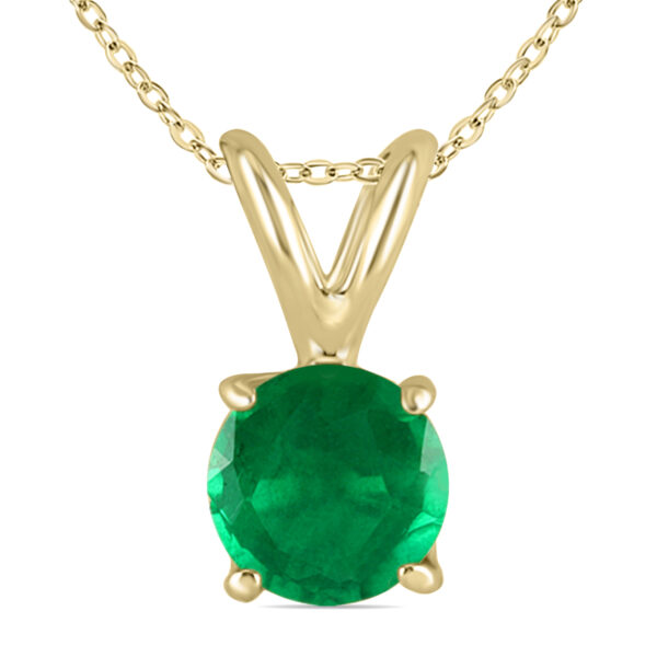 4mm Round Emerald Pendant in 14k Yellow Gold- GPR0040EM3