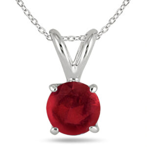 5MM All Natural Round Ruby Stud Pendant in.925 Sterling Silver- GPR0050RB6