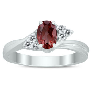 6X4MM Garnet and Diamond Twist Ring in 10K White Gold- GRG59401GT