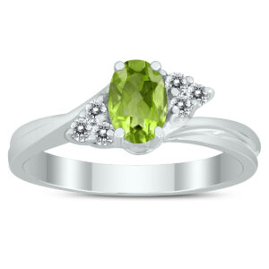 6X4MM Peridot and Diamond Twist Ring in 10K White Gold- GRG59401PD