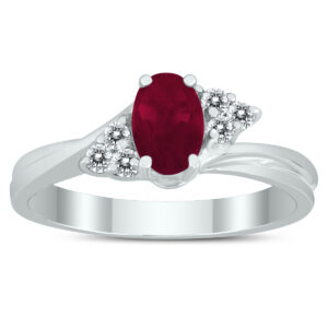 6X4MM Ruby and Diamond Twist Ring in 10K White Gold- GRG59401RB
