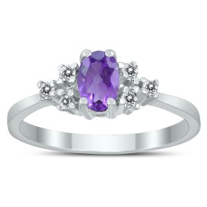 6X4MM Amethyst and Diamond Regal Ring in 10K White Gold- GRG59404AM