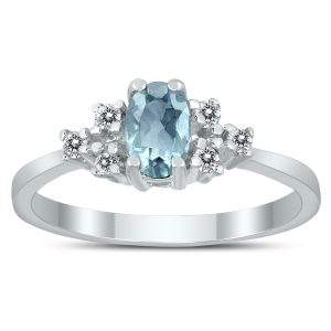 6X4MM Aquamarine and Diamond Regal Ring in 10K White Gold- GRG59404AQ