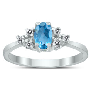 6X4MM Blue Topaz and Diamond Regal Ring in 10K White Gold- GRG59404BT