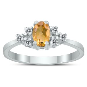 6X4MM Citrine and Diamond Regal Ring in 10K White Gold- GRG59404CT