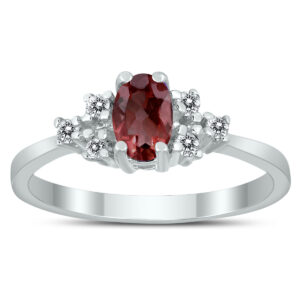 6X4MM Garnet and Diamond Regal Ring in 10K White Gold- GRG59404GT