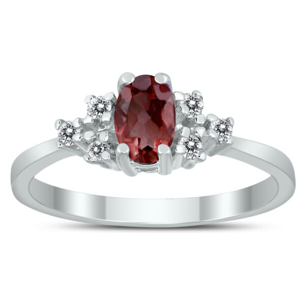 6X4MM Garnet and Diamond Regal Ring in 10K White Gold- GRG59404GT