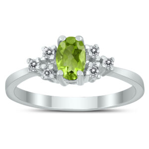 6X4MM Peridot and Diamond Regal Ring in 10K White Gold- GRG59404PD