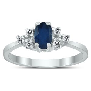 6X4MM Sapphire and Diamond Regal Ring in 10K White Gold- GRG59404SP