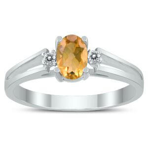 6X4MM Citrine and Diamond Open Three Stone Ring in 10K White Gold- GRG59409CT