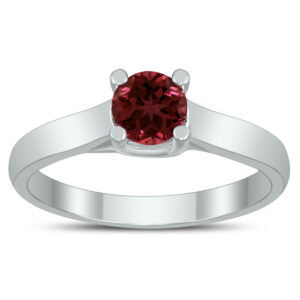 Round 5MM Garnet Cathedral Solitaire Ring in 10K White Gold- GRG59438GT