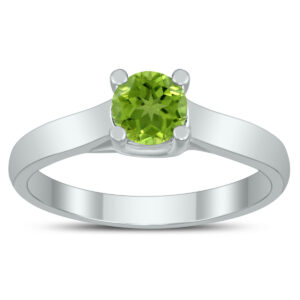 Round 5MM Peridot Cathedral Solitaire Ring in 10K White Gold- GRG59438PD