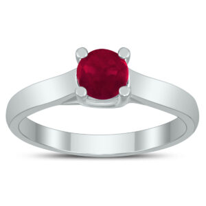 Round 5MM Ruby Cathedral Solitaire Ring in 10K White Gold- GRG59438RB