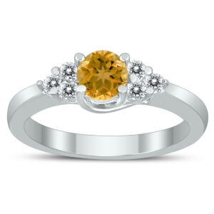 5MM Citrine and Diamond Cynthia Ring in 10K White Gold- GRG59442CT