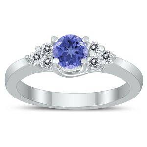 5MM Tanzanite and Diamond Cynthia Ring in 10K White Gold- GRG59442TZ