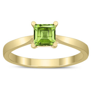 Square Princess Cut 5MM Peridot Solitaire Ring in 10K Yellow Gold- GRG59485PD