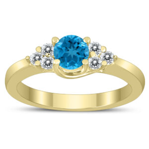 5MM Blue Topaz and Diamond Cynthia Ring in 10K Yellow Gold- GRG59492BT