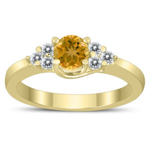 5MM Citrine and Diamond Cynthia Ring in 10K Yellow Gold- GRG59492CT