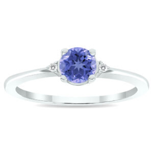 Women's Tanzanite and Diamond Classic Ring in 10K White Gold- GRG61012TZ