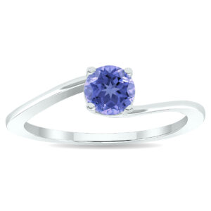 Women's Solitaire Tanzanite Wave Ring in 10K White Gold- GRG61014TZ