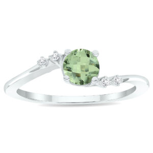Women's Green Amethyst and Diamond Tierra Ring in 10K White Gold- GRG61015GA